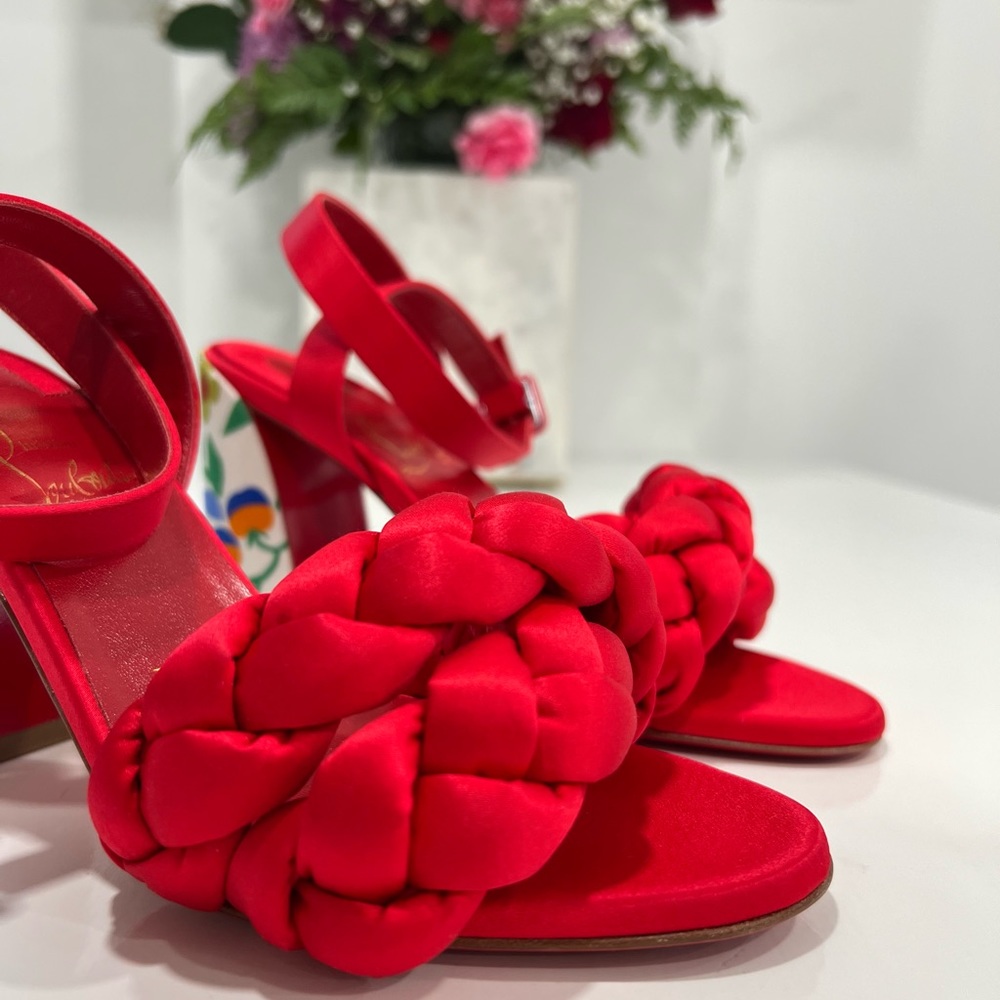 Christian Louboutin Brio 85mm floral heel satin sandals - Picture 5 of 10